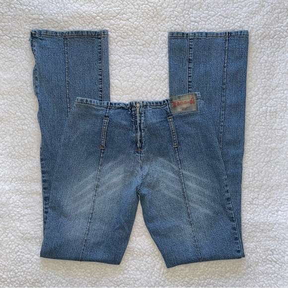 Zana Di low rise Y2K jeans denim back zipper belt loops flares with zippers sz 3 - Picture 2 of 10